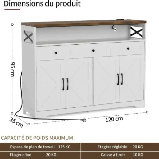 Test Buffet BonVache 120 x 35 x 95 cm : le meuble de cuisine qui fait le job sans ruiner le salon