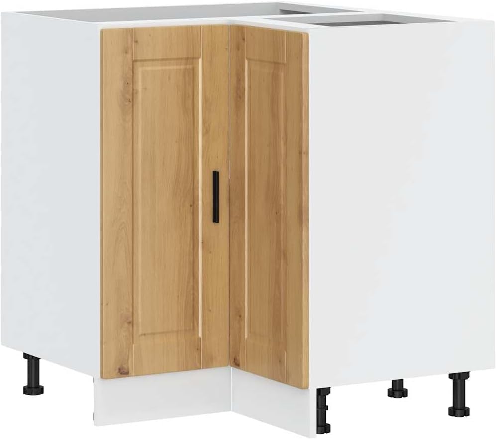 Porto Meuble bas d'angle de cuisine en chêne artisanal Armoire de rangement pour chambre à coucher, couloir, salon, bureau