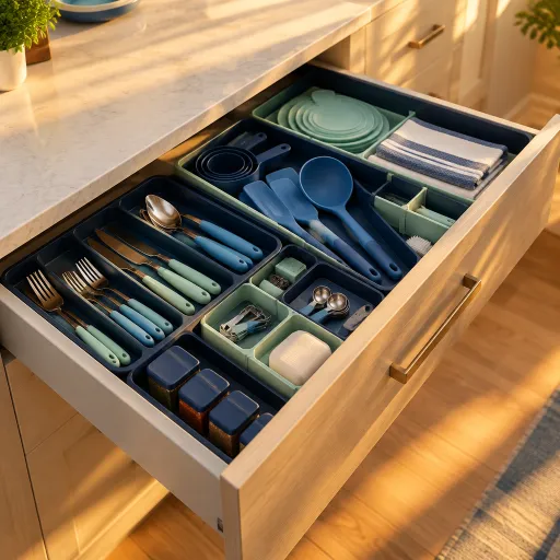 Intérieur de tiroir de cuisine : les organisateurs qui tiennent au-delà du premier rangement