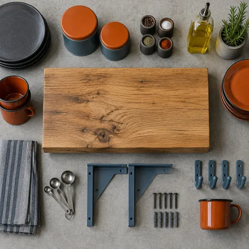 Étagère en bois massif : le rangement mural qui structure la cuisine