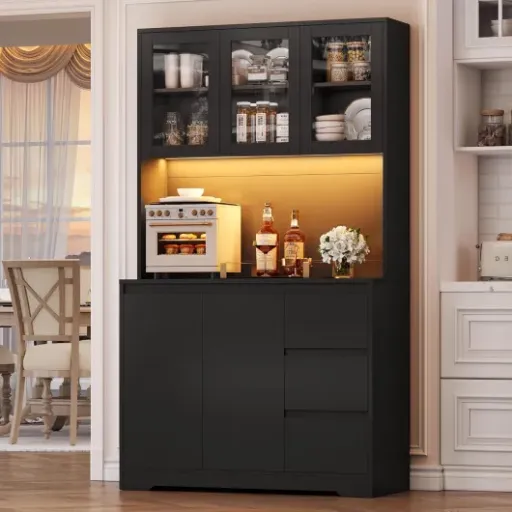 Avis FirFurd Buffet Cuisine 180x100 : un vaisselier moderne avec LED et multiprise intégré