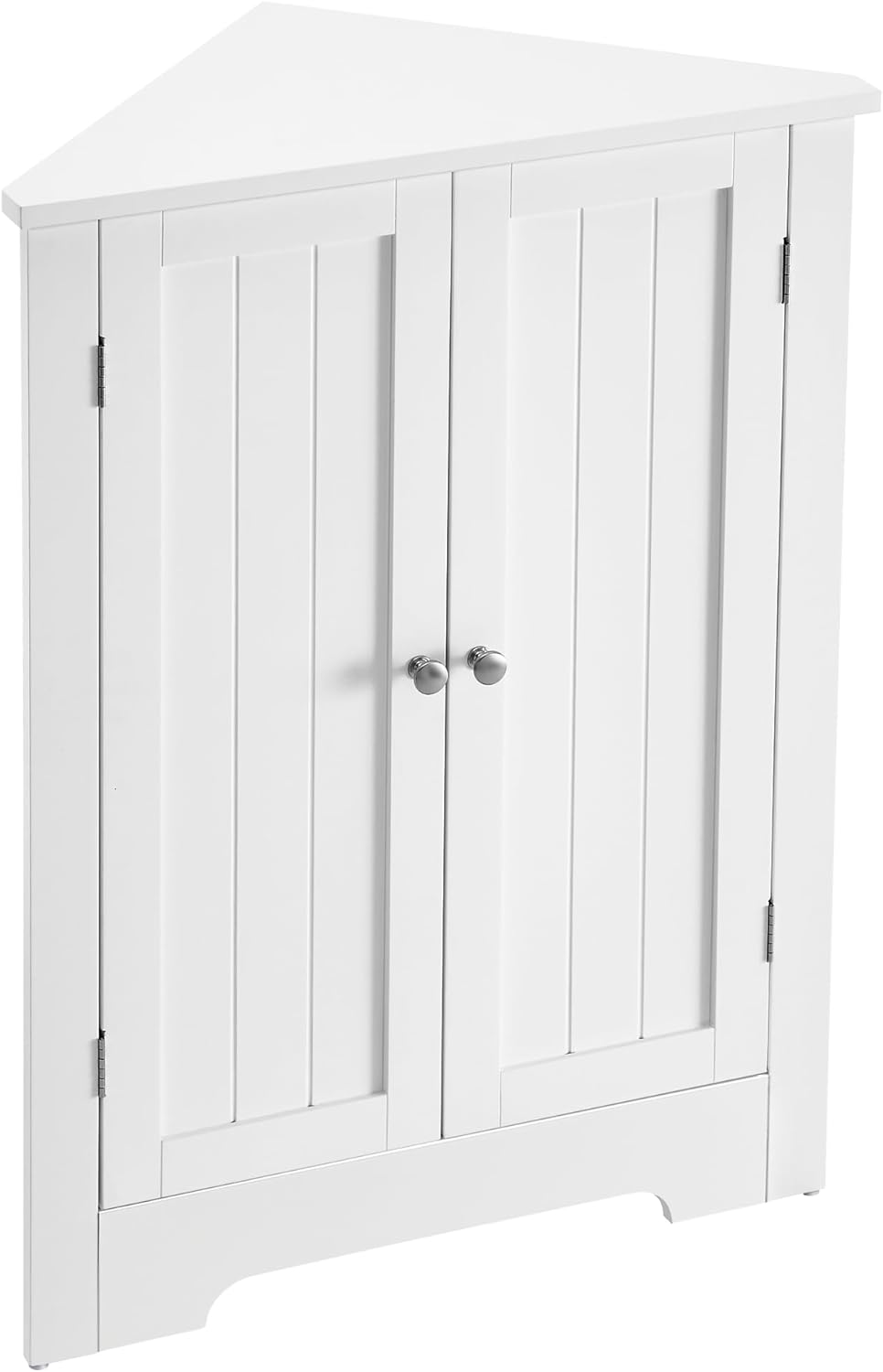 D’Angle, Meuble Portes et Étagère Réglable, pour Salle de Bain, Cuisine, Salon, Design Campagne Moderne, Blanc Nuage BBC844P31, 60 × 33,6 × 80 cm Armoire d’angle