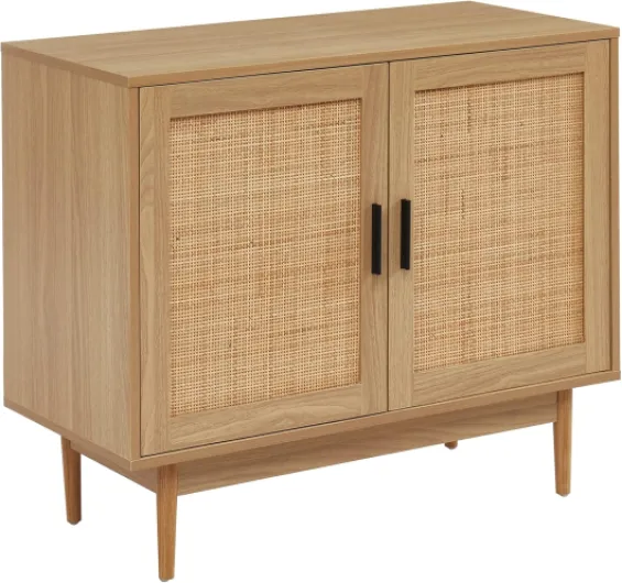 BAÏTA - Buffet Amana Effet chêne et cannage rotin 90cm