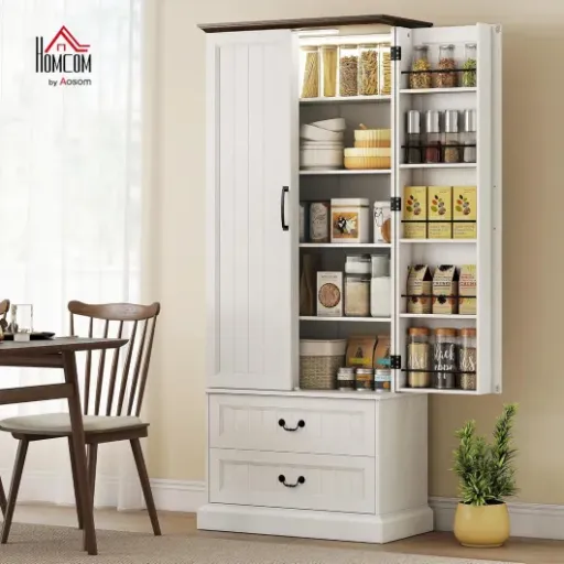 Test HOMCOM Buffet Haut Cuisine : gros rangement, gros montage, LED gadget mais pratique