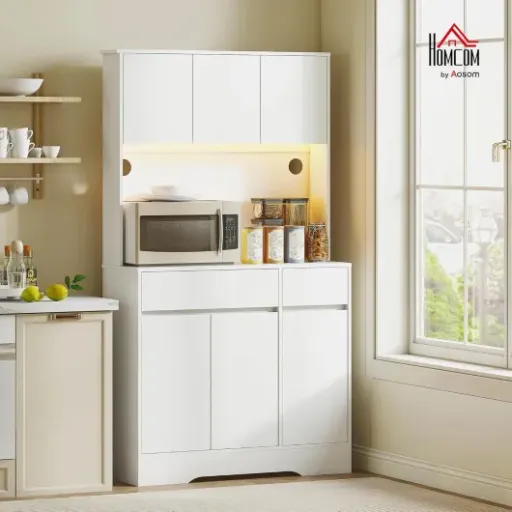 Test HOMCOM Buffet cuisine LED : un grand meuble pratique mais pas fait pour les bourrins