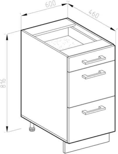 Meuble Cuisine R-Line, Chêne de Force doré, 60cm avec tiroirs, sans PT, pour Une Combinaison Libre au Sein de systèmes de Cuisine modulaires Goldkraft Oak/Anthracite Meuble bas à tiroirs 60 cm