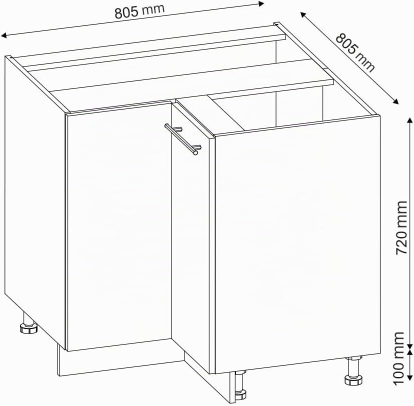 Meuble d'angle Fame-Line, Blanc Haute Brillance, 80.5cm sans PT, à Combiner avec d'autres modules de la série Fame-Line White High Gloss/White Meuble bas d'angle