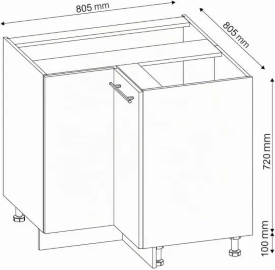 Meuble d'angle Fame-Line, Blanc Haute Brillance, 80.5cm sans PT, à Combiner avec d'autres modules de la série Fame-Line White High Gloss/White Meuble bas d'angle