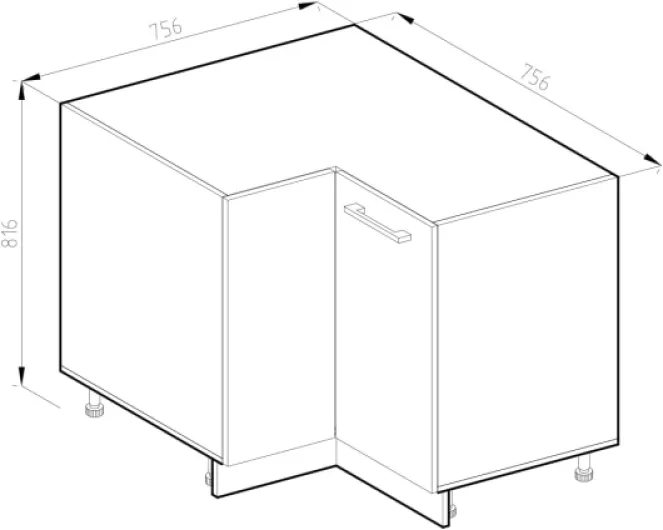 Meuble d'angle R-Line, Chêne de Force doré, 75.6cm sans PT, pour Une Combinaison Libre au Sein de systèmes de Cuisine modulaires Goldkraft Oak/Anthracite Meuble bas d'angle