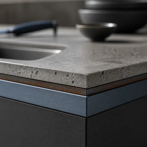 Équilibrer couleurs et matériaux avec un plan de travail en béton pour la cuisine
